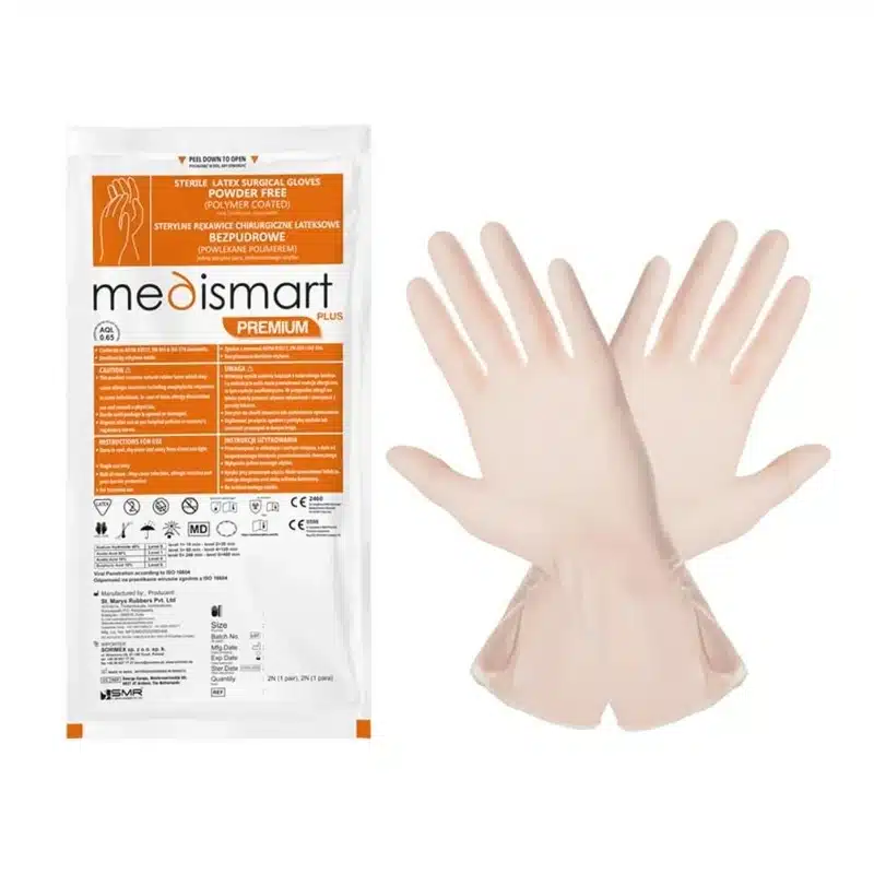 دستکش جراحی بدون پودر مدی اسمارت Medismart 1 دستکش جراحی بدون پودر مدی اسمارت Medismart