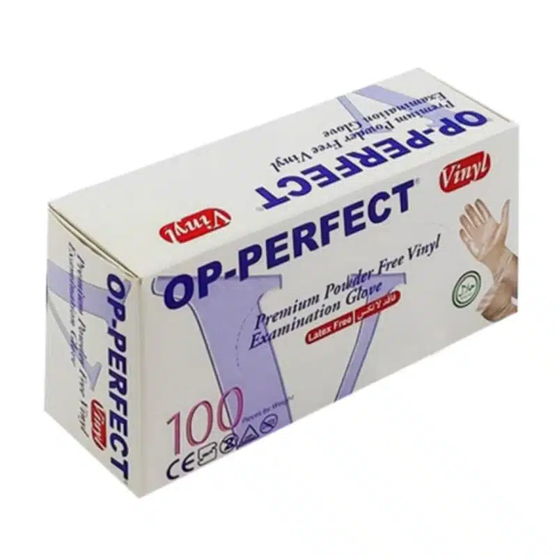 دستکش وینیل OP-Perfect حریر 100 عددی 1 دستکش وینیل OP-Perfect حریر 100 عددی