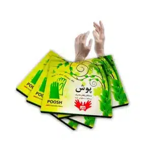 دستکش یکبار مصرف نایلونی جعبه‌ای پوش 100 عددی
