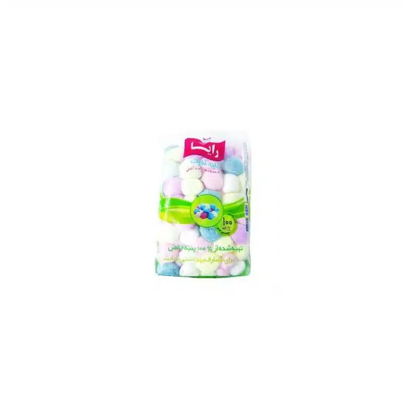 پنبه توپک رنگی 100 گرمی رایا 1 پنبه توپک رنگی 100 گرمی رایا