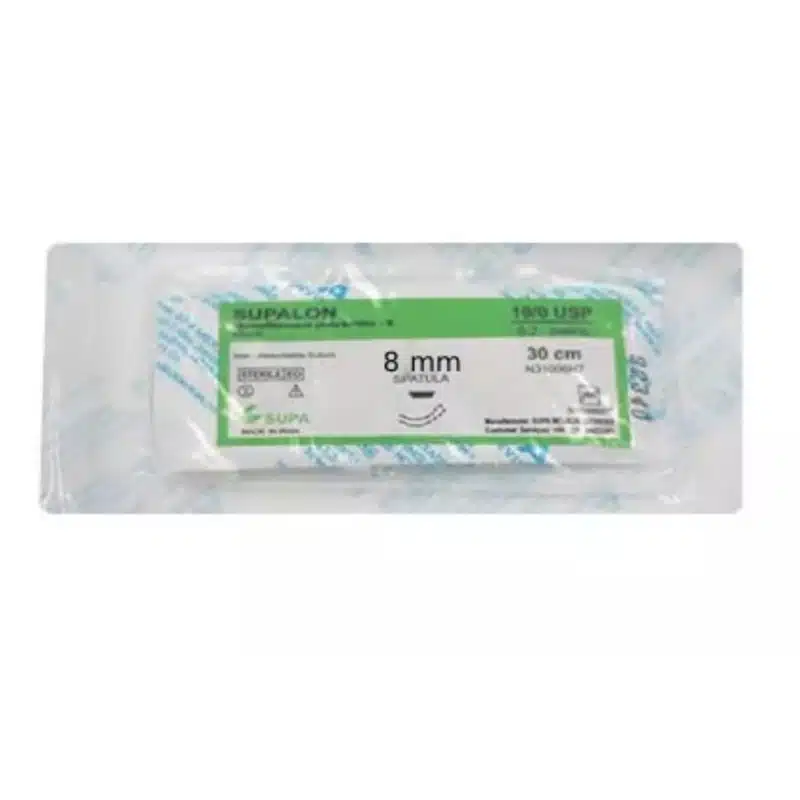 نخ بخیه نایلون 10/0 دو سوزنه اسپاچولا با سوزن 8 سوپا 1 نخ بخیه نایلون 10/0 دو سوزنه اسپاچولا با سوزن 8 سوپا