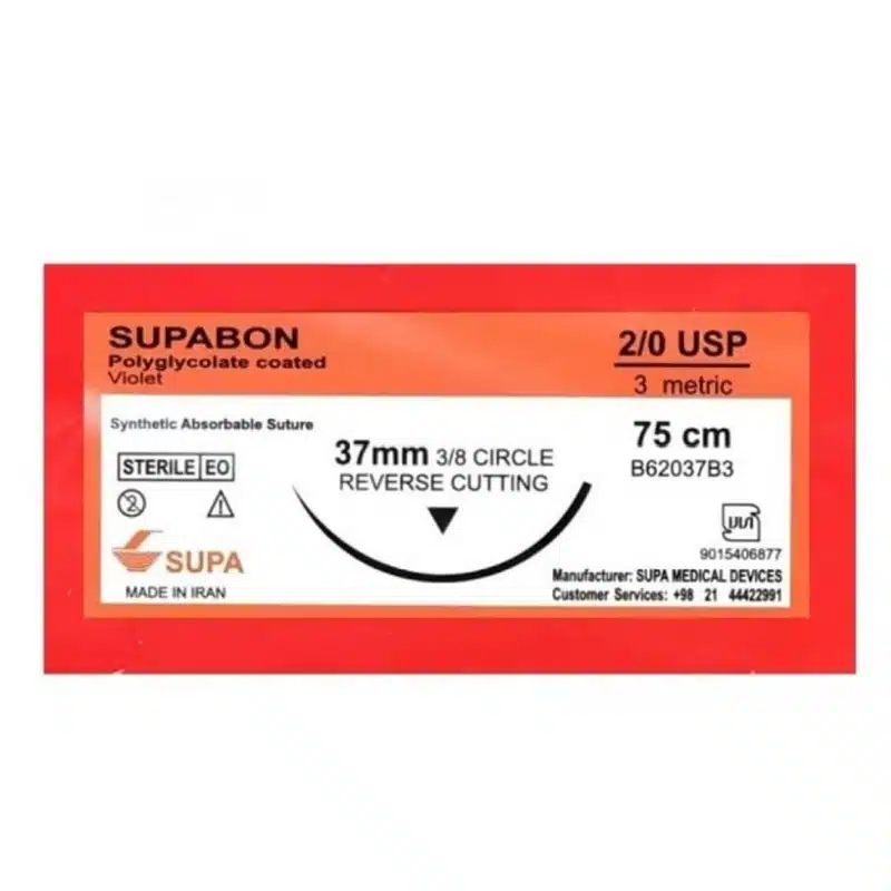 نخ بخیه ویکریل 2/0 ریورس کات سوپا 1 نخ بخیه ویکریل 2/0 ریورس کات سوپا