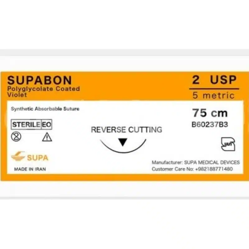 نخ بخیه ویکریل 2 ریورس کات سوپا 1 نخ بخیه ویکریل 2 ریورس کات سوپا